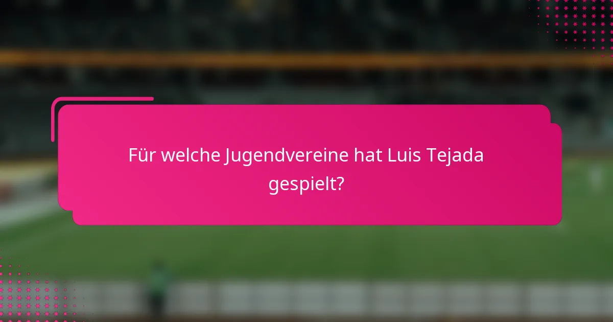 Für welche Jugendvereine hat Luis Tejada gespielt?