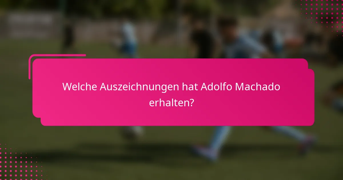 Welche Auszeichnungen hat Adolfo Machado erhalten?