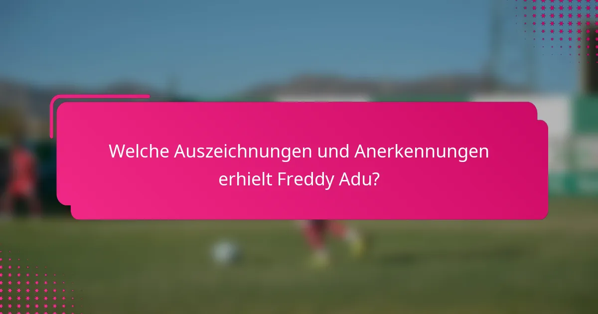 Welche Auszeichnungen und Anerkennungen erhielt Freddy Adu?