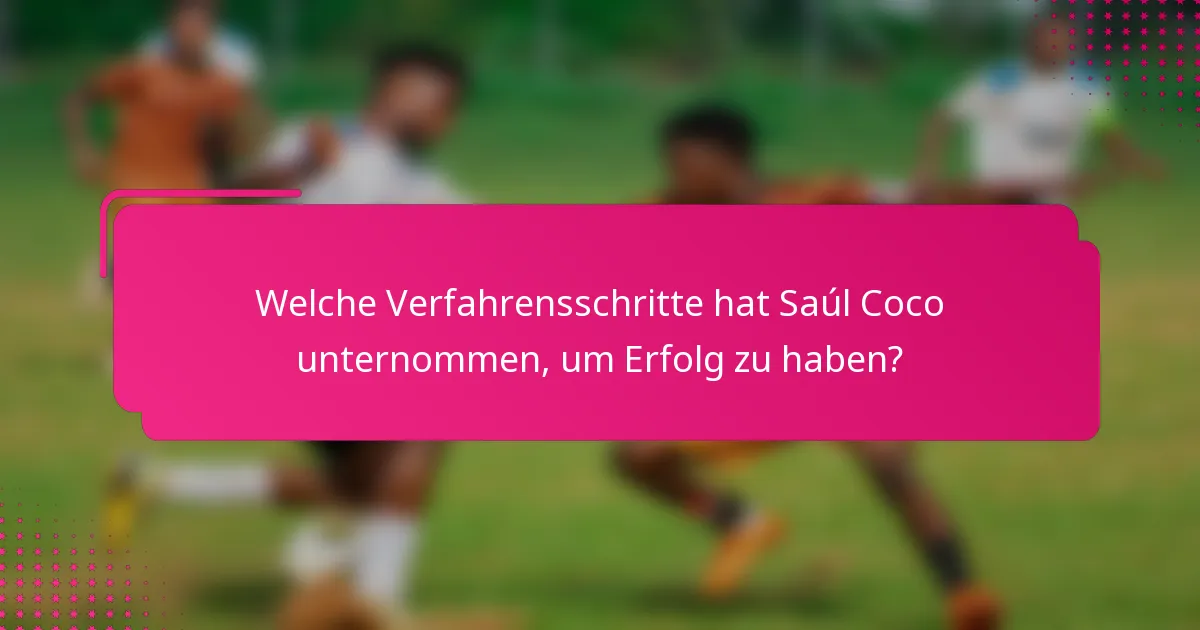 Welche Verfahrensschritte hat Saúl Coco unternommen, um Erfolg zu haben?