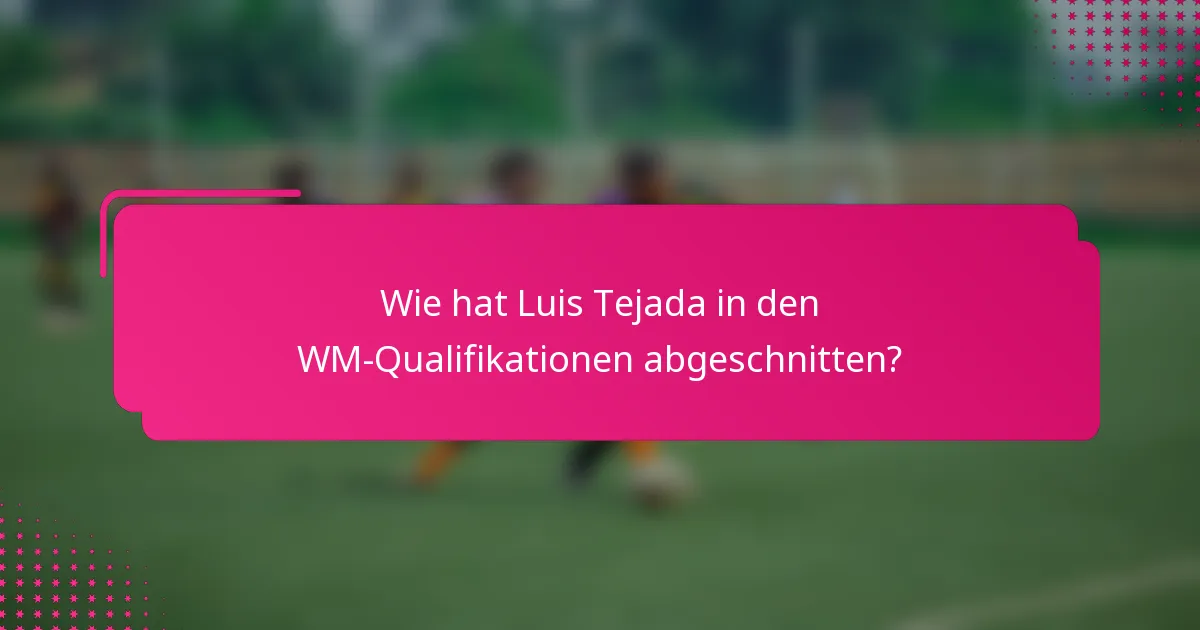 Wie hat Luis Tejada in den WM-Qualifikationen abgeschnitten?